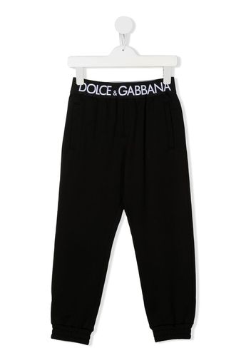 Dolce & Gabbana Kids Pantaloni sportivi con banda logo - Nero