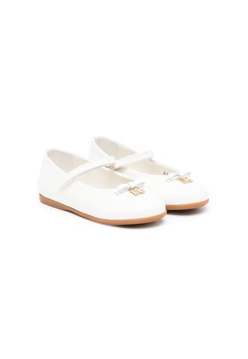 Dolce & Gabbana Kids bow-detail leather ballerinas - Bianco