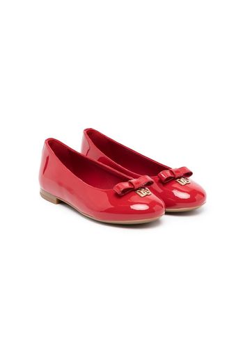 Dolce & Gabbana Kids bow-detail ballerina shoes - Rosso