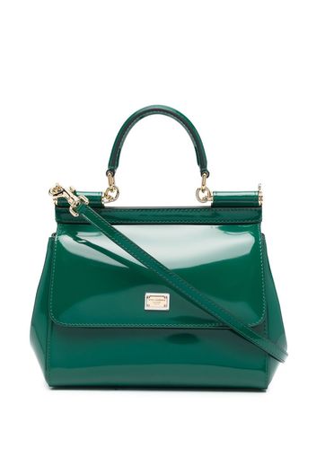 Dolce & Gabbana patent-leather logo-plaque bag - Verde