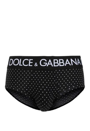 Dolce & Gabbana logo-waistband polka-dot briefs - Nero