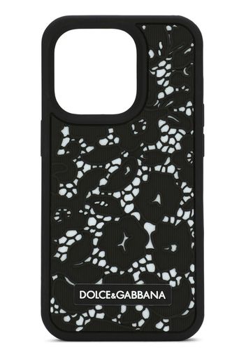 Dolce & Gabbana floral logo-patch iPhone Pro case - Nero