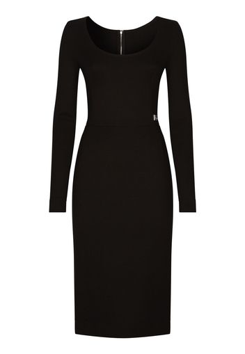 Dolce & Gabbana Abito midi con placca logo - Nero