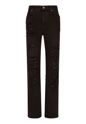 Dolce & Gabbana Jeans dritti con effetto vissuto - Nero