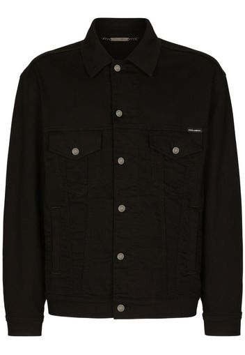 Dolce & Gabbana chest logo-patch denim jacket - Nero