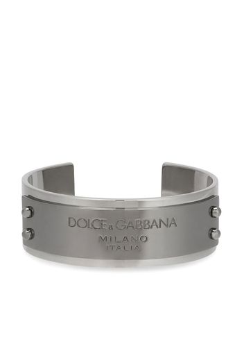 Dolce & Gabbana Bracciale rigido con placca logo - Argento