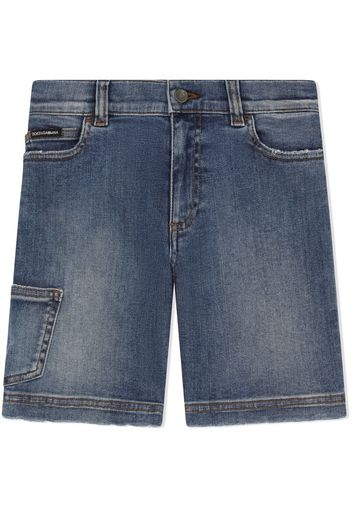 Dolce & Gabbana Kids Shorts denim con applicazione - Blu