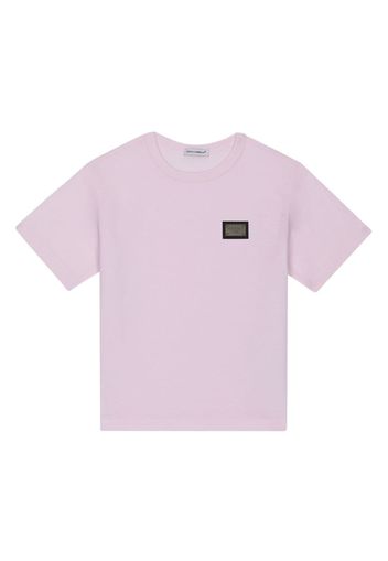 Dolce & Gabbana Kids logo-patch cotton T-shirt - Rosa