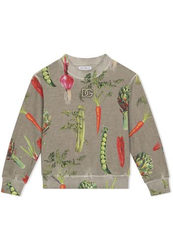 Dolce & Gabbana Kids Felpa con stampa - Grigio