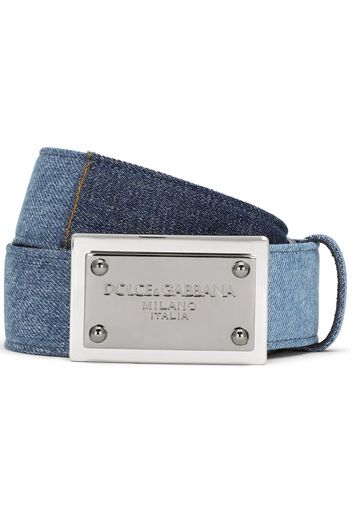 Dolce & Gabbana Cintura con design denim patchwork - Blu