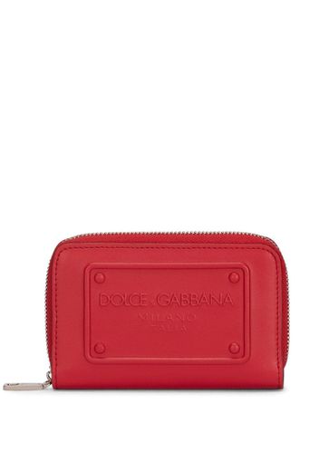 Dolce & Gabbana embossed-logo leather purse - Rosso