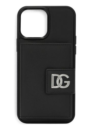 Dolce & Gabbana Cover per iPhone 13 Pro Max con placca logo - Nero