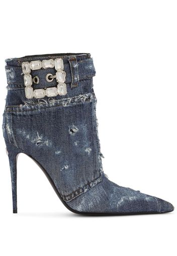 Dolce & Gabbana Stivaletti denim con design patchwork 105mm - Blu