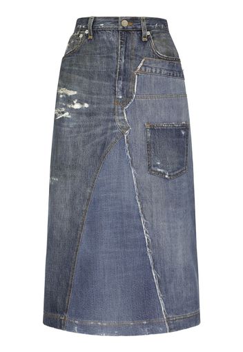 Dolce & Gabbana Gonna midi con design denim patchwork - Blu