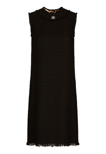 Dolce & Gabbana logo-plaque crew-neck shift dress - Nero