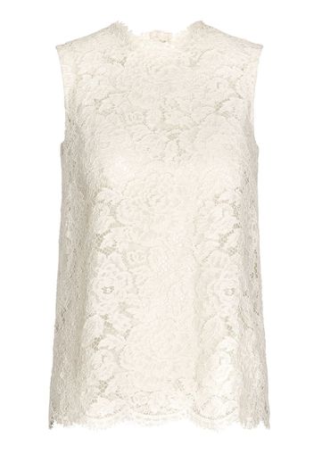 Dolce & Gabbana Top smanicato in pizzo a fiori - Bianco