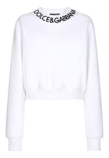 Dolce & Gabbana Felpa crop con ricamo - Bianco