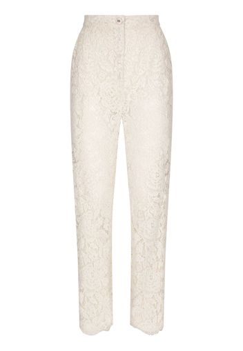 Dolce & Gabbana Pantaloni in pizzo a fiori - Bianco