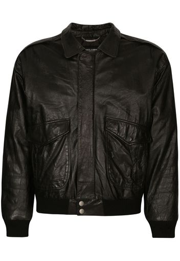 Dolce & Gabbana logo-plaque bomber jacket - Nero