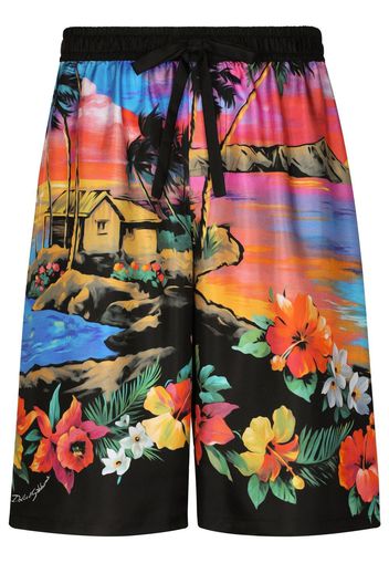 Dolce & Gabbana Shorts oversize con stampa grafica - Nero