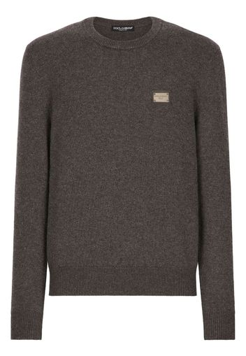 Dolce & Gabbana logo-plaque wool jumper - Marrone