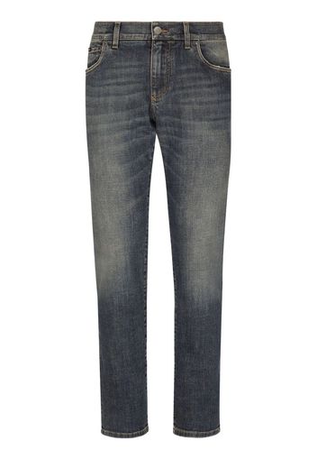 Dolce & Gabbana Jeans dritti con placca logo - Blu