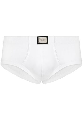 Dolce & Gabbana Slip con placca logo - Bianco