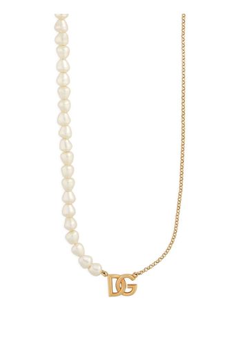 Dolce & Gabbana DG-pendant faux-pearl necklace - Oro