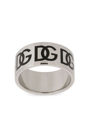 Dolce & Gabbana engraved-logo detail finger ring - Argento