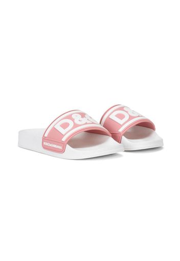 Dolce & Gabbana Kids logo-print detail sandals - 8B405 BIANCO/ROSA