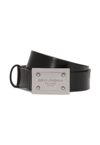 Dolce & Gabbana Kids engraved-logo leather belt - Nero