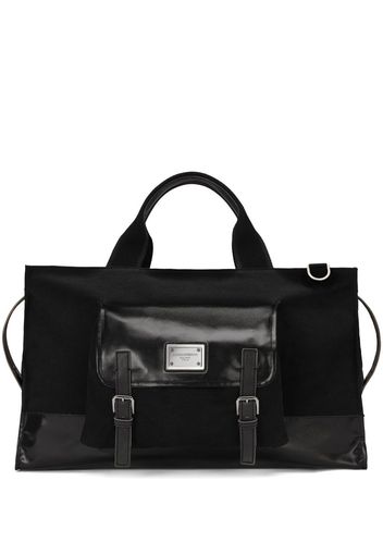 Dolce & Gabbana Borsone con placca logo - Nero