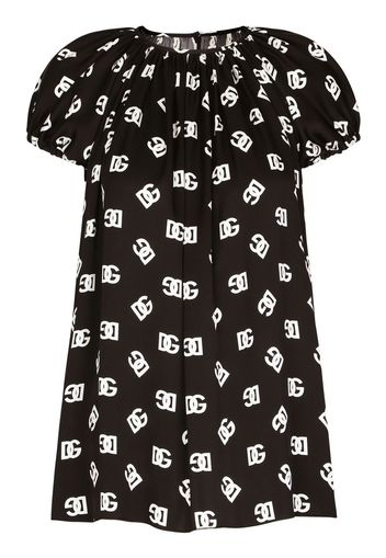 Dolce & Gabbana DG logo-print silk blouse - Nero