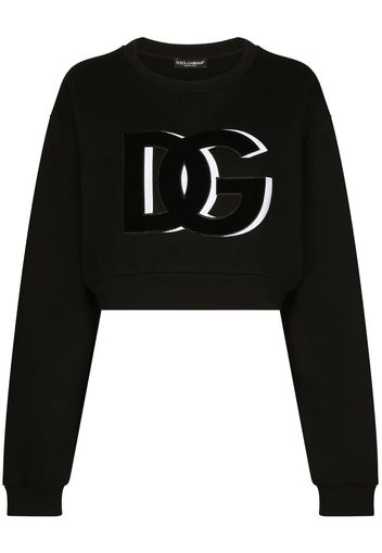 Dolce & Gabbana Felpa crop con logo - Nero