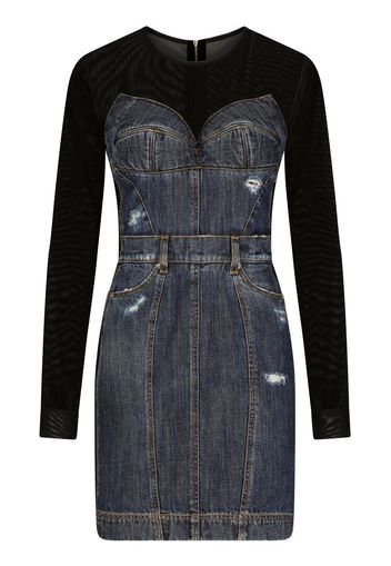 Dolce & Gabbana Abito corto denim a maniche lunghe - Blu