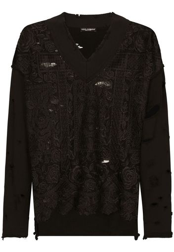 Dolce & Gabbana embroidered V-neck sweatshirt - Nero