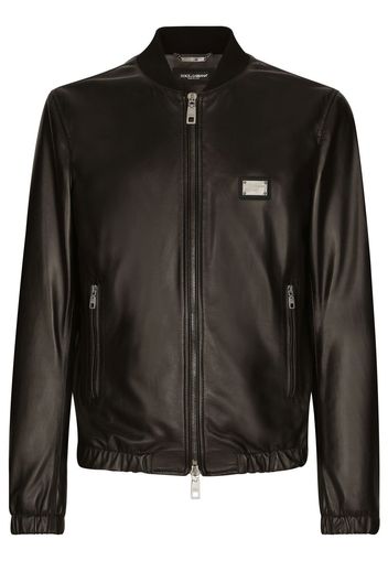 Dolce & Gabbana logo-plaque zip-up bomber jacket - Nero