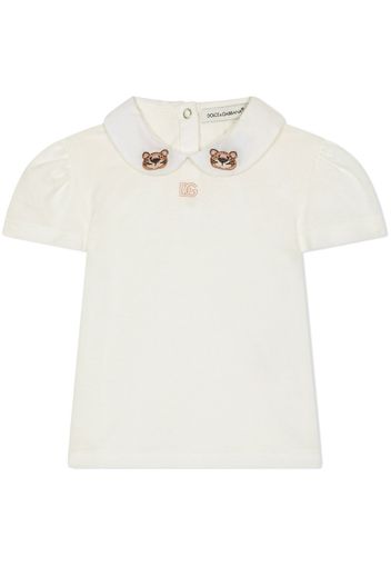 Dolce & Gabbana Kids Polo con ricamo - Bianco