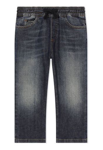 Dolce & Gabbana Kids Jeans dritti con applicazione - Blu