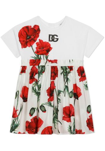 Dolce & Gabbana Kids Abito a fiori con zip - Bianco