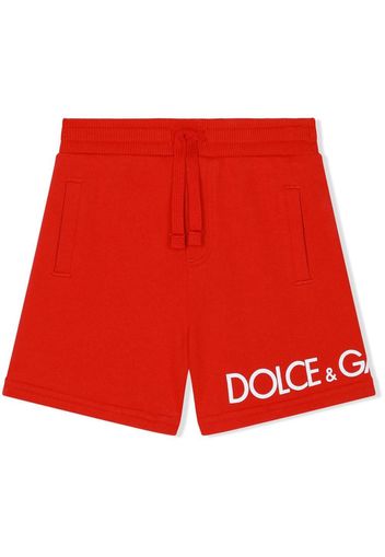 Dolce & Gabbana Kids logo print track shorts - Rosso