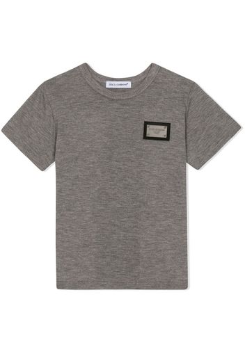 Dolce & Gabbana Kids logo plaque cotton T-shirt - Grigio