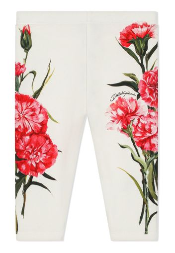 Dolce & Gabbana Kids floral-print leggings - Bianco