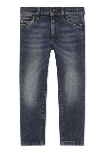 Dolce & Gabbana Kids Jeans con placca logo - Blu