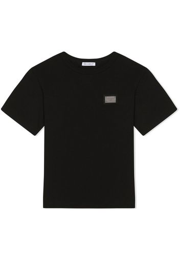 Dolce & Gabbana Kids logo-plaque cotton T-shirt - Nero