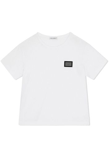 Dolce & Gabbana Kids T-shirt con placca logo - Bianco