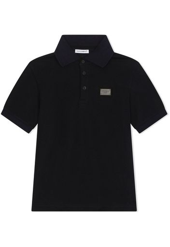 Dolce & Gabbana Kids Polo con placca logo - Nero