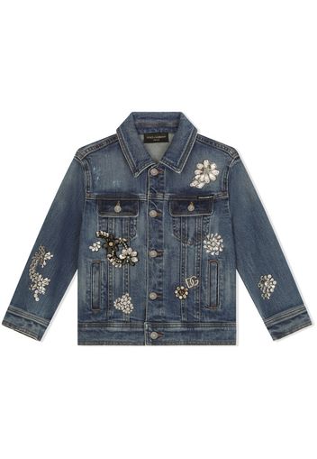 Dolce & Gabbana Kids Giacca denim con decorazione - Blu