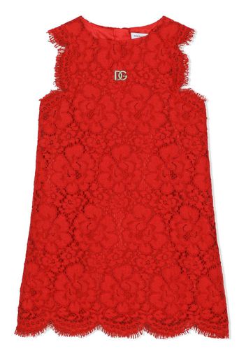 Dolce & Gabbana Kids Abito smanicato con placca logo - Rosso