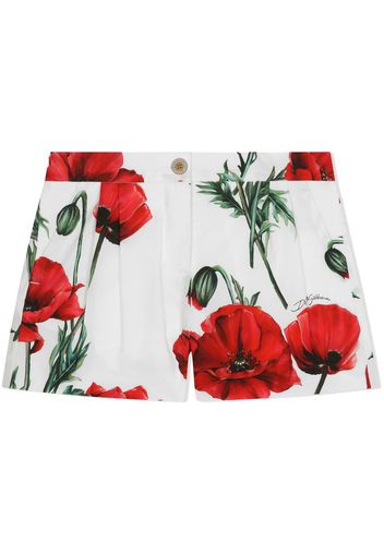 Dolce & Gabbana Kids floral-print cotton shorts - Bianco